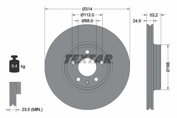 Гальмівний диск   92159903   TEXTAR