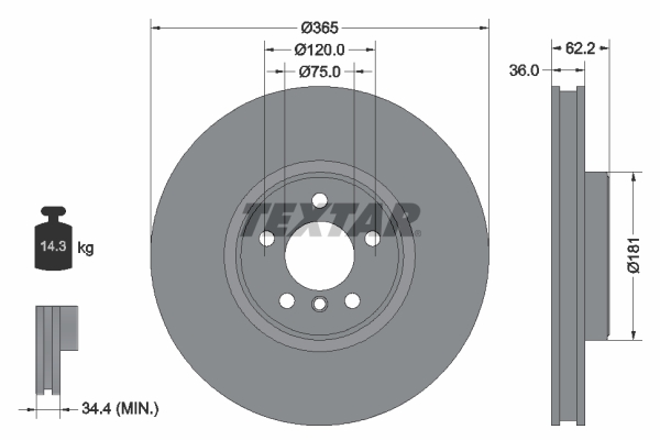 Тормозной диск   92161005   TEXTAR