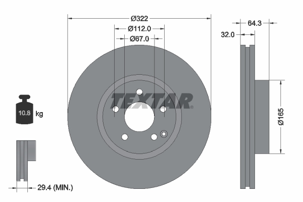 Тормозной диск   92163505   TEXTAR