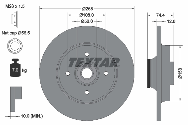 Гальмівний диск   92168703   TEXTAR