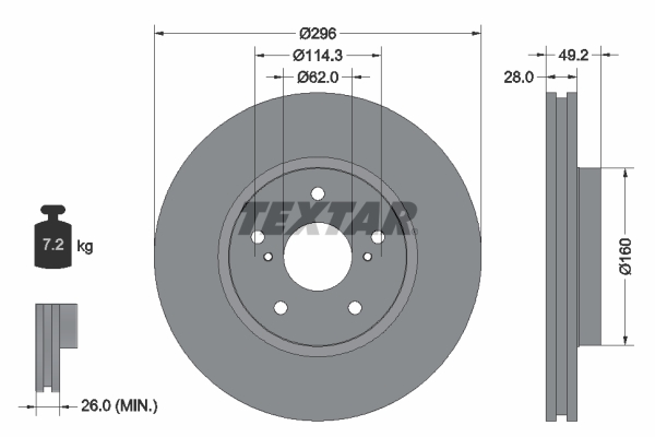 Тормозной диск   92174303   TEXTAR