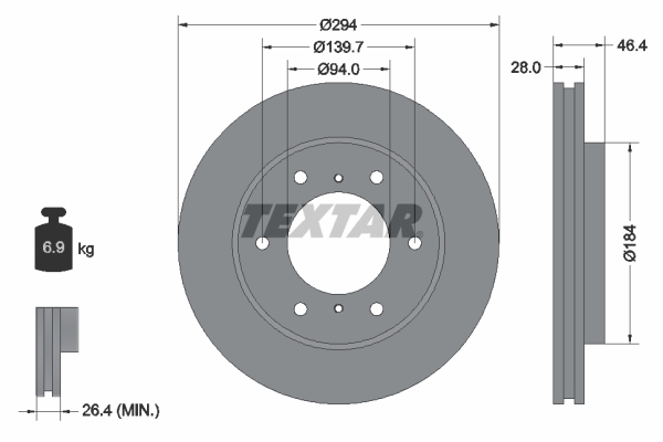 Гальмівний диск   92180205   TEXTAR