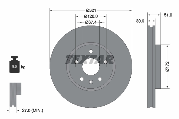 Тормозной диск   92187005   TEXTAR