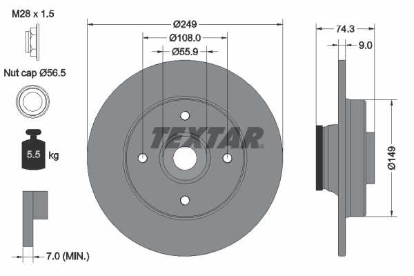Гальмівний диск   92194103   TEXTAR