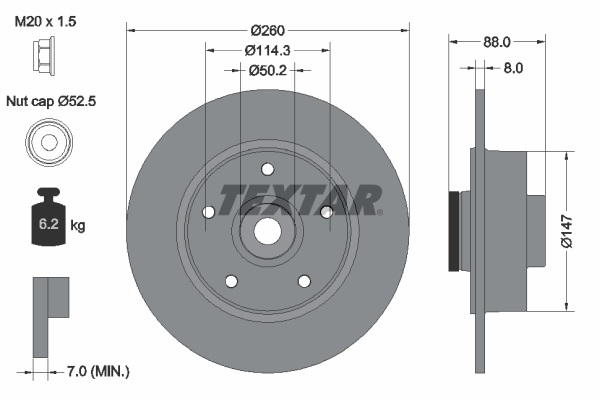 Гальмівний диск   92196003   TEXTAR