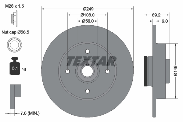 Гальмівний диск   92202103   TEXTAR
