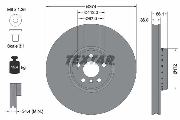 Тормозной диск   92290325   TEXTAR