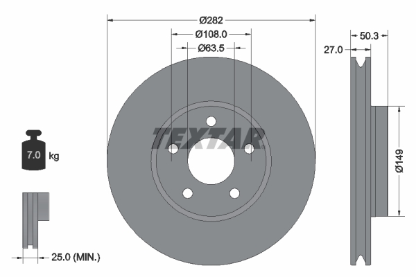 Тормозной диск   92303405   TEXTAR