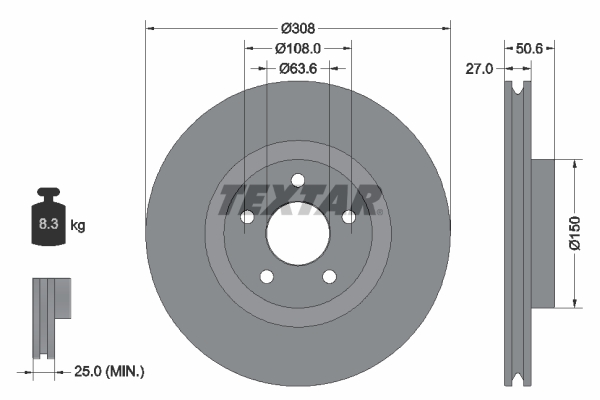 Тормозной диск   92306703   TEXTAR