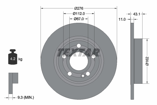 Тормозной диск   92316803   TEXTAR