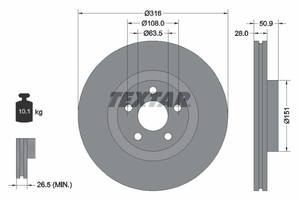 Тормозной диск   92317203   TEXTAR