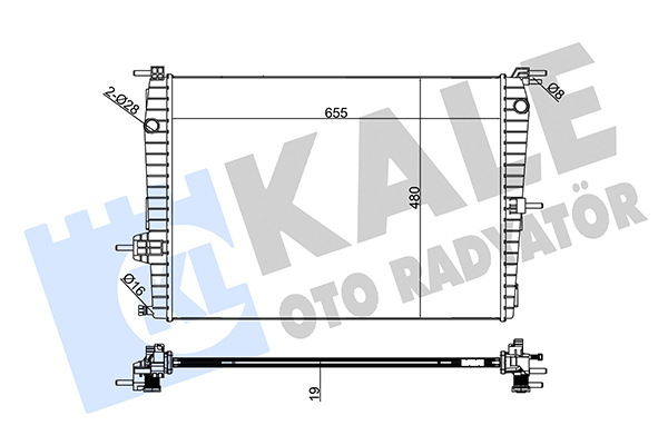Радиатор, охлаждение двигателя   220600   KALE OTO RADYATÖR