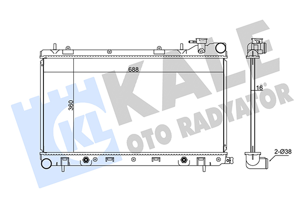 Радіатор, система охолодження двигуна   342105   KALE OTO RADYATÖR