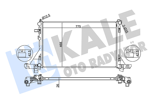 Радіатор, система охолодження двигуна   347255   KALE OTO RADYATÖR