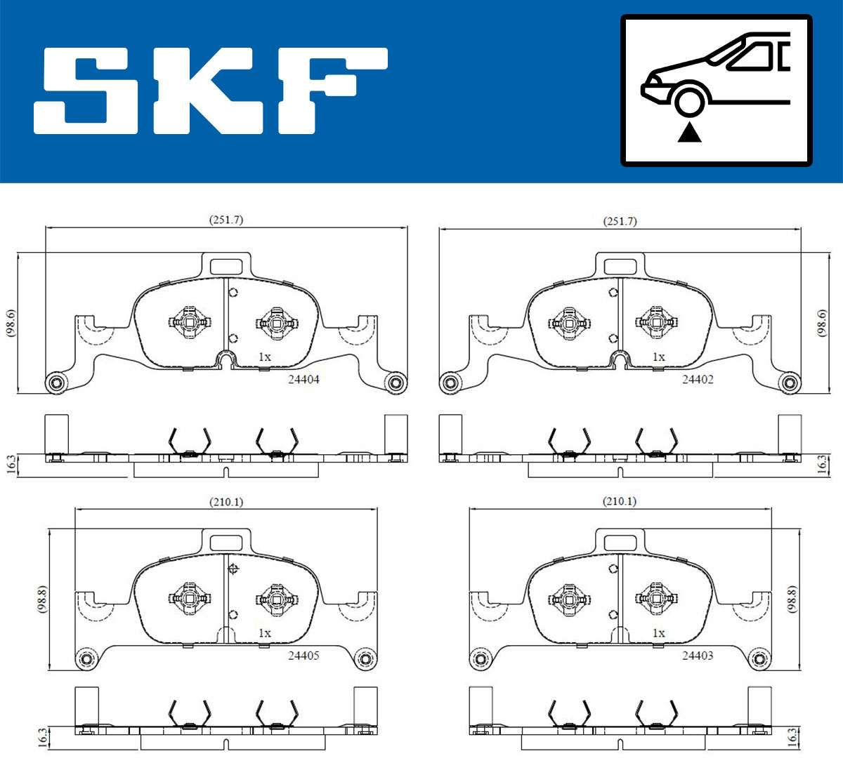 Комплект гальмівних накладок, дискове гальмо   VKBP 80277   SKF