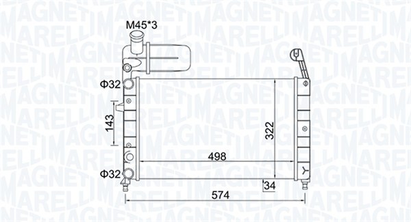 Радиатор, охлаждение двигателя   350213154400   MAGNETI MARELLI