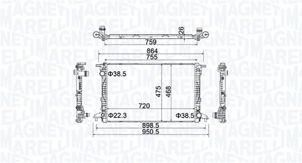 Радиатор, охлаждение двигателя   350213154900   MAGNETI MARELLI