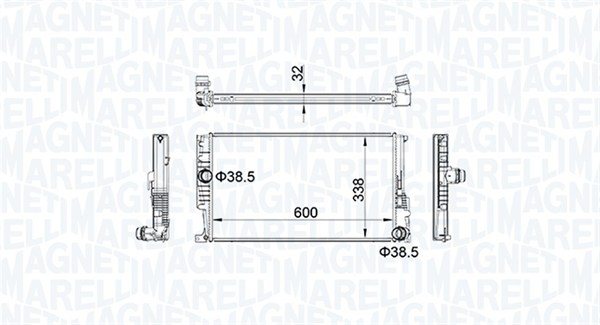 Радіатор, система охолодження двигуна   350213159600   MAGNETI MARELLI