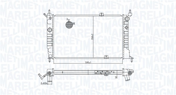 Радиатор, охлаждение двигателя   350213175500   MAGNETI MARELLI