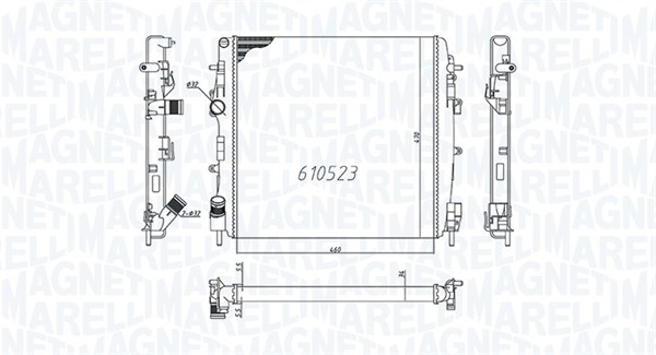 Радіатор, система охолодження двигуна   350213995000   MAGNETI MARELLI