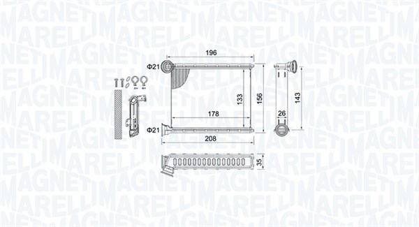 Теплообменник, отопление салона   350218459000   MAGNETI MARELLI