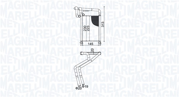 Теплообменник, отопление салона   350218488000   MAGNETI MARELLI