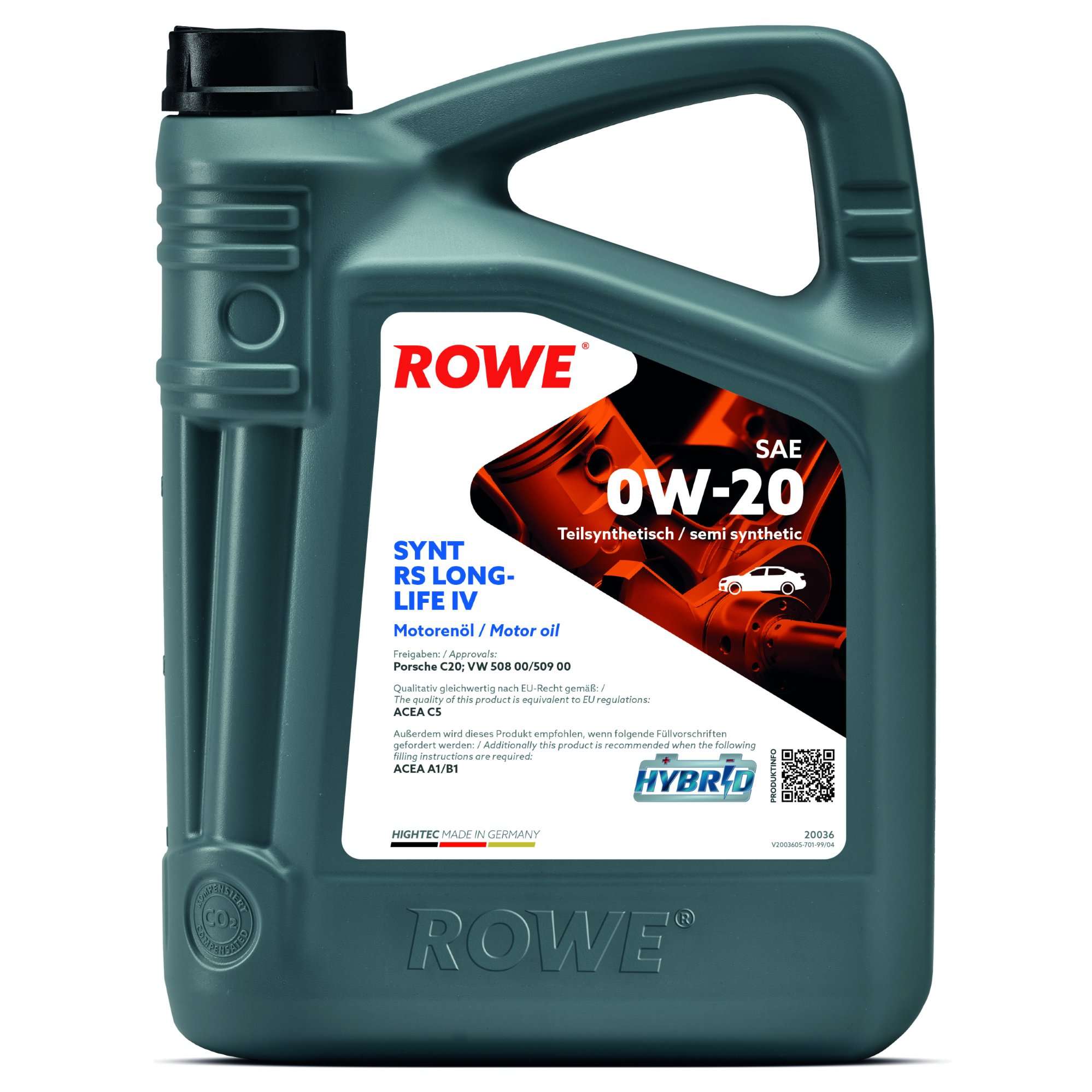 Моторна олива ROWE Synt RS LongLife IV 0W-20 5 л, 20036-0050-99