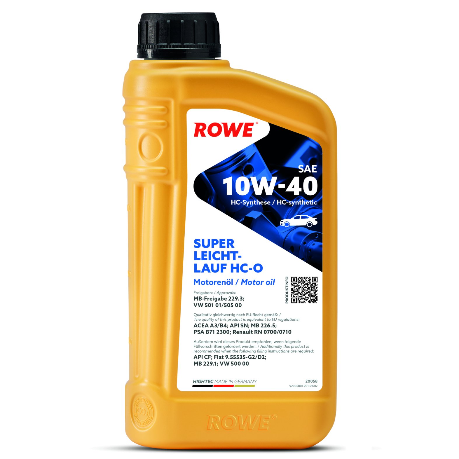 Моторное масло ROWE Super Leicht-Lauf HC-O 10W-40 1 л, 20058-0010-99