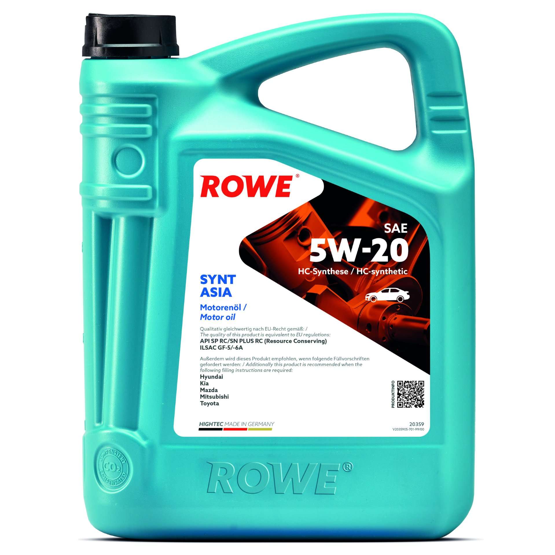 Моторное масло ROWE Synt Asia 5W-20 4 л, 20359-0040-99