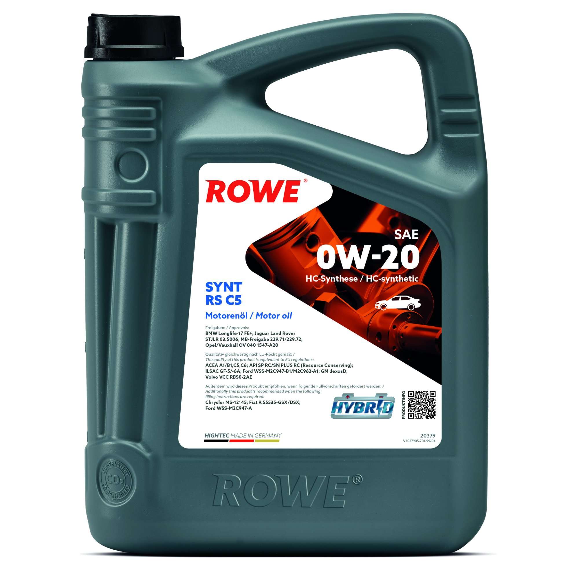 Моторное масло ROWE Synt RS C5 0W-20 4 л, 20379-0040-99