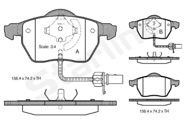 Комплект тормозных колодок, дисковый тормоз   BD S301   STARLINE