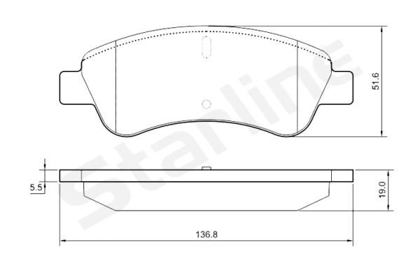 Комплект гальмівних накладок, дискове гальмо   BD S842P   STARLINE