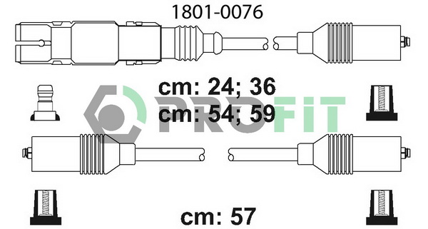 Комплект проводів високої напруги   1801-0076   PROFIT