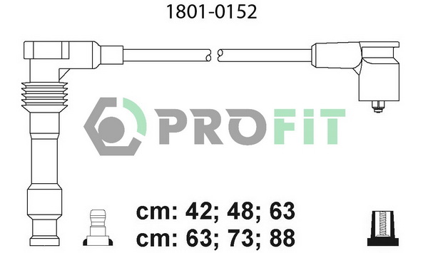 Комплект проводів високої напруги   1801-0152   PROFIT