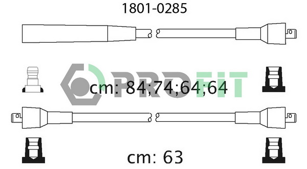 Комплект проводів високої напруги   1801-0285   PROFIT