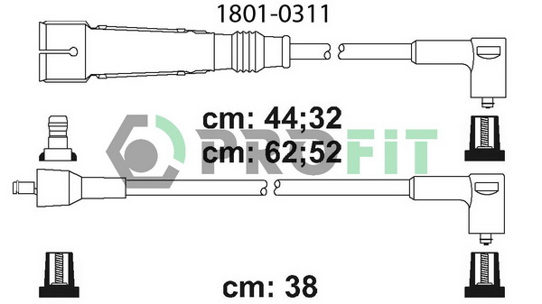 Комплект проводів високої напруги   1801-0311   PROFIT