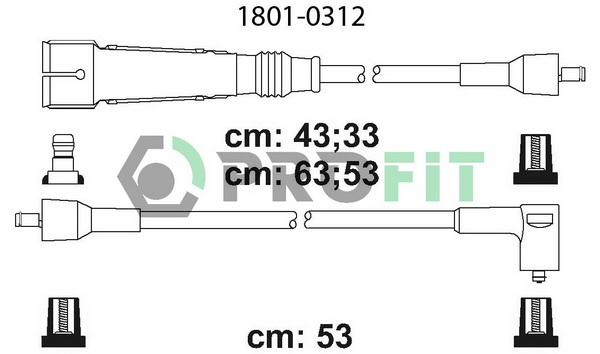 Комплект проводов зажигания   1801-0312   PROFIT