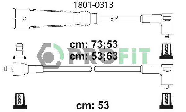Комплект проводов зажигания, PROFIT, 1801-0313