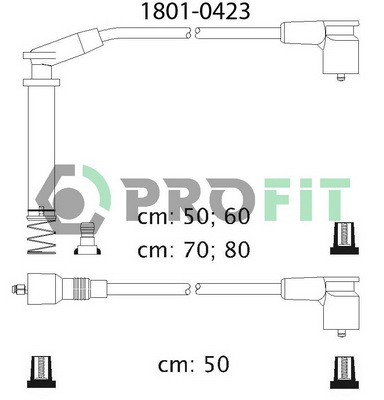 Комплект проводів високої напруги   1801-0423   PROFIT