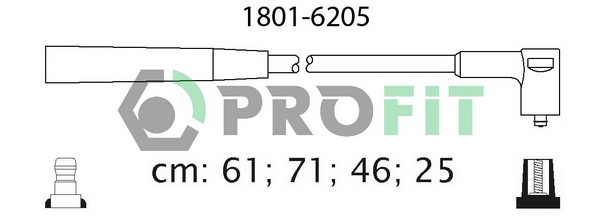 Комплект проводов зажигания   1801-6205   PROFIT