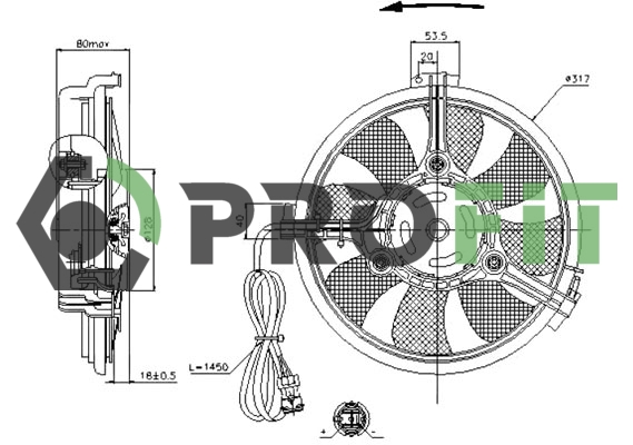 Вентилятор, охлаждение двигателя   1850-0001   PROFIT