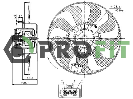 Вентилятор, система охолодження двигуна   1850-0009   PROFIT