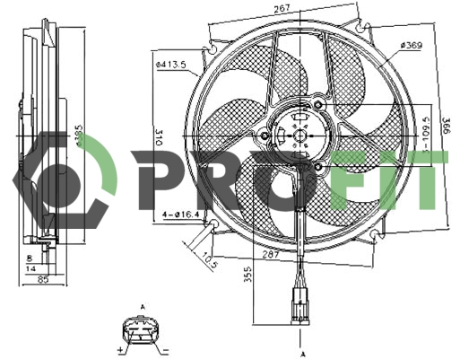 Вентилятор, система охолодження двигуна   1850-0016   PROFIT