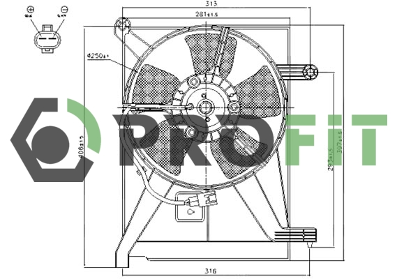 Вентилятор, система охолодження двигуна   1850-0024   PROFIT