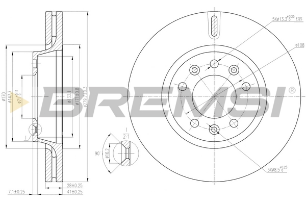 Гальмівний диск   CD7601V   BREMSI