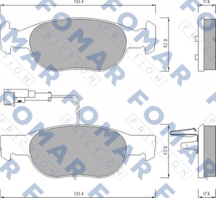 Комплект гальмівних накладок, дискове гальмо   FO 624381   FOMAR Friction