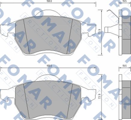 Комплект гальмівних накладок, дискове гальмо   FO 647981   FOMAR Friction