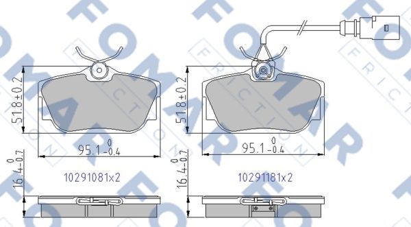 Комплект тормозных колодок, дисковый тормоз   FO 691181   FOMAR Friction