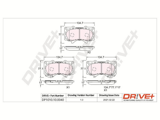 Комплект тормозных колодок, дисковый тормоз   DP1010.10.0040   Dr!ve+