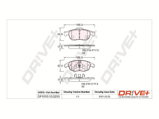 Комплект тормозных колодок, дисковый тормоз   DP1010.10.0293   Dr!ve+